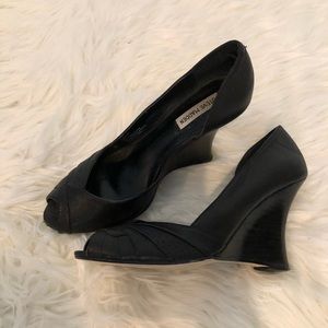 Black Steve Madden Peep Toe - Presley Wedges